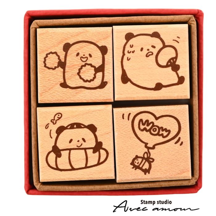 ぷちすたんぷセット4個セット Petit Stamp -ゆるだるパンダ- PES-04 – スタンプ工房愛