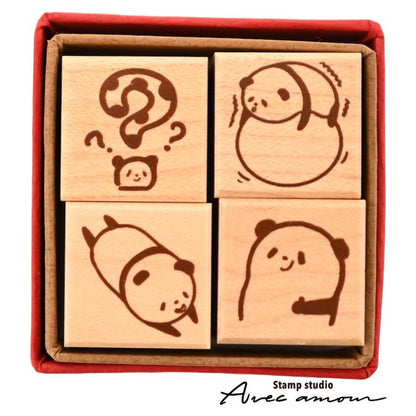 ぷちすたんぷセット4個セット　Petit Stamp -ゆるだるパンダ-  PES-05